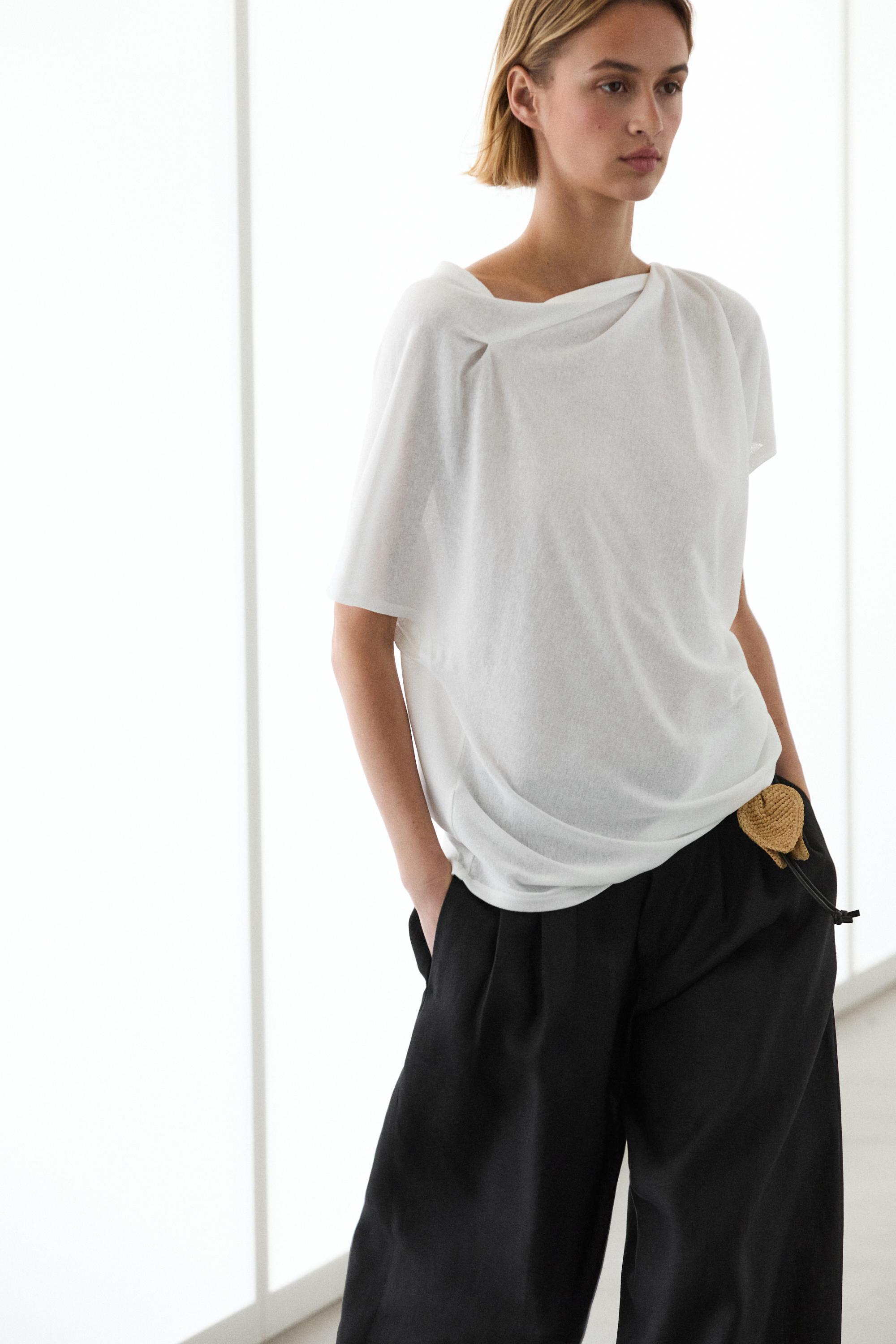 T-shirt fluide manches courtes effet crêpe