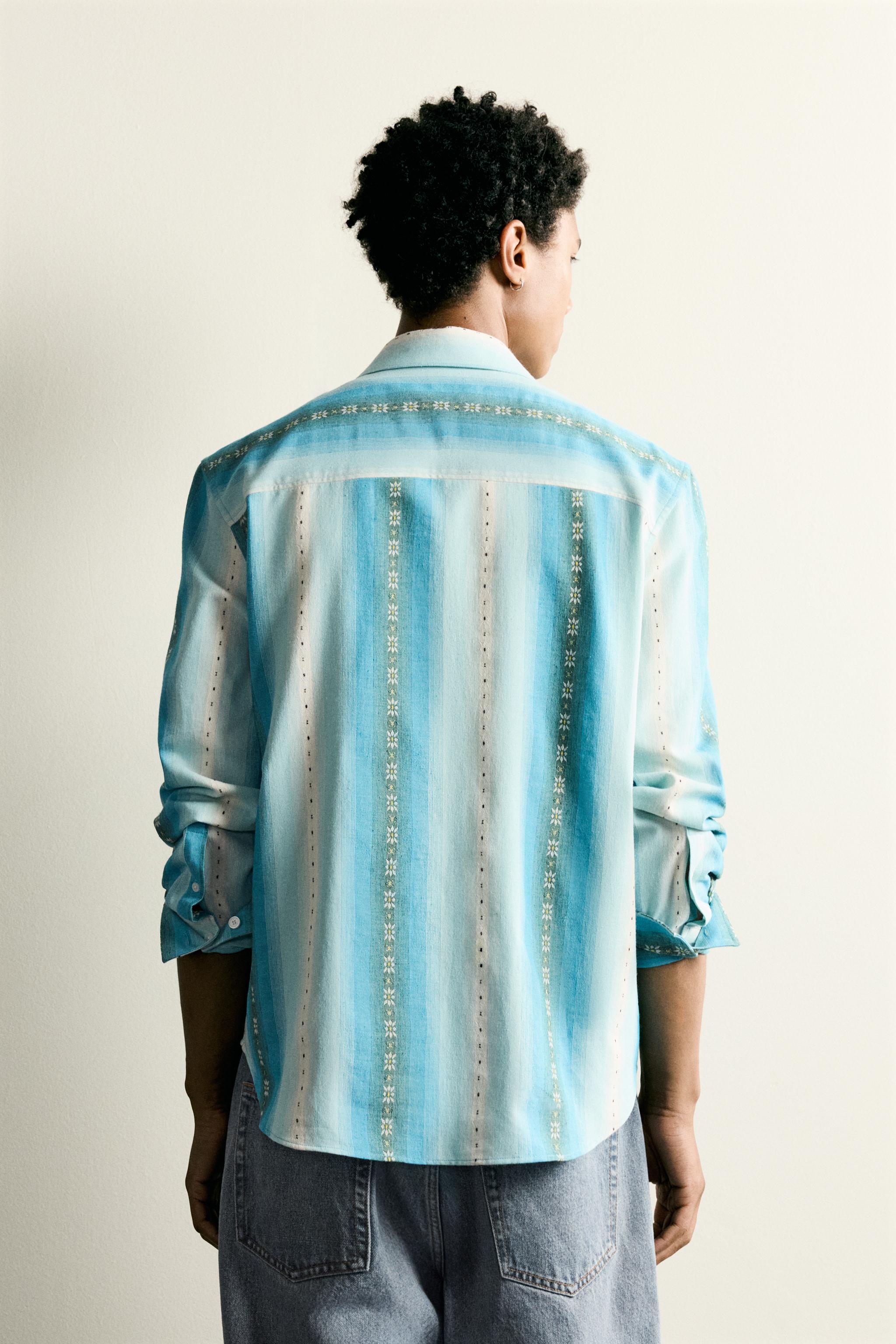 CHEMISE JACQUARD À RAYURES COUPE DÉCONTRACTÉE