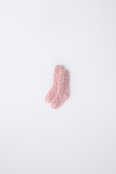 CALCETÍN PUNTO GRUESO LANA Y ALPACA - Rosa empolvado de Zara