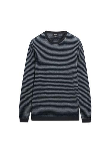 Zara Linen sweater with striped detail - Navy blue
