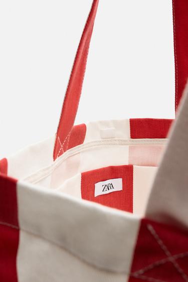 SAC SHOPPER EN TISSU - Rouge de Zara - Image 3