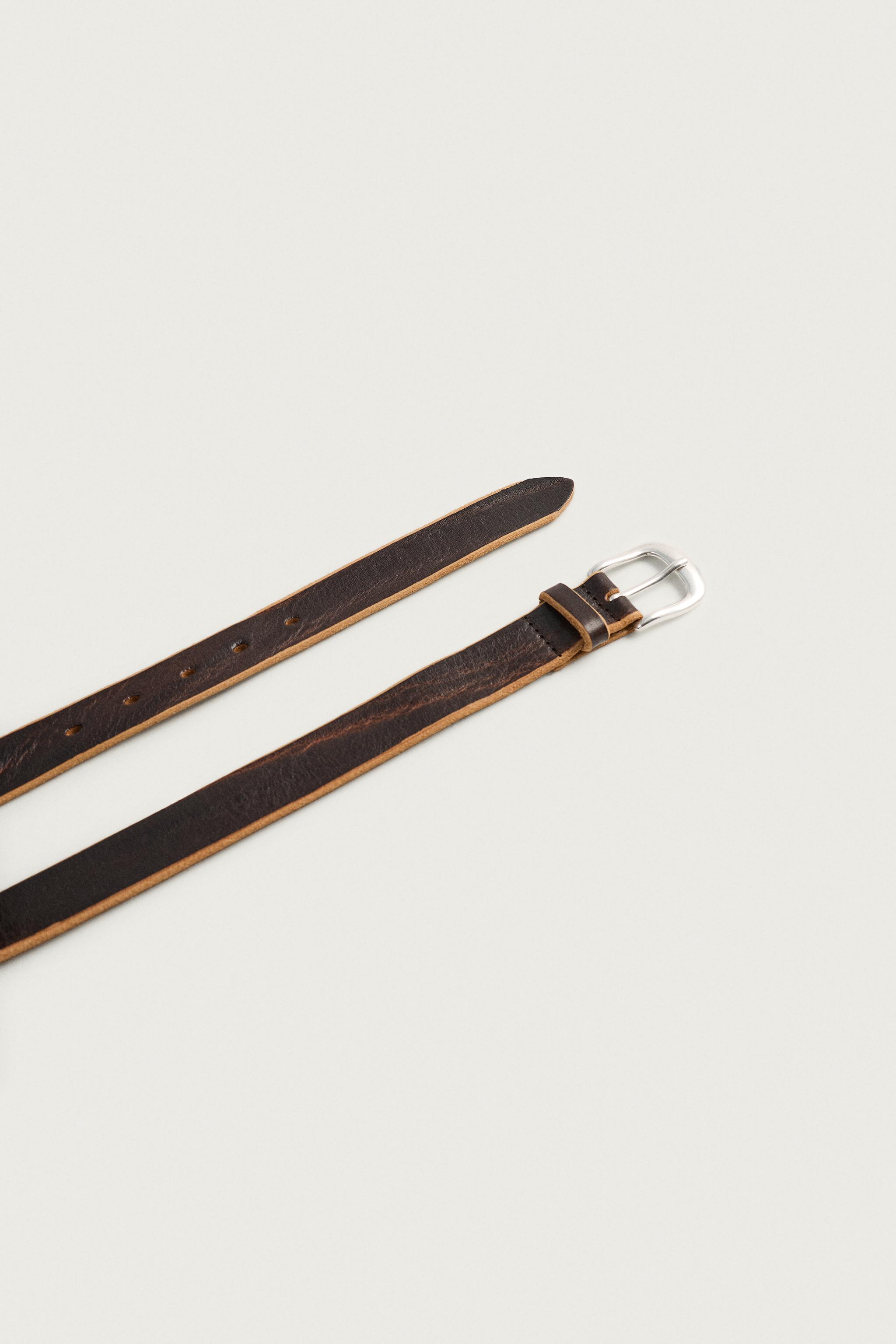 Мужские ремни Zara CONTRAST LEATHER BELT — фото 4