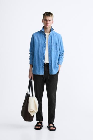 PANTALON LIN ET COTON - Noir de Zara - Image 0
