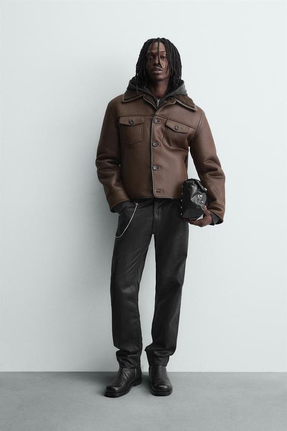 DOUBLE-FACED LEATHER EFFECT JACKET - Brown by Zara - Image 0