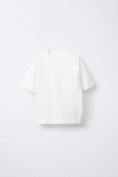 CAMISETA LISA BOLSILLO - Blanco de Zara