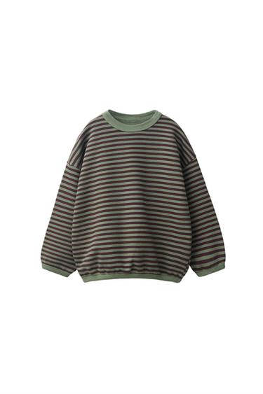 STRIPED PRINT SWEATSHIRT — Khaki 2