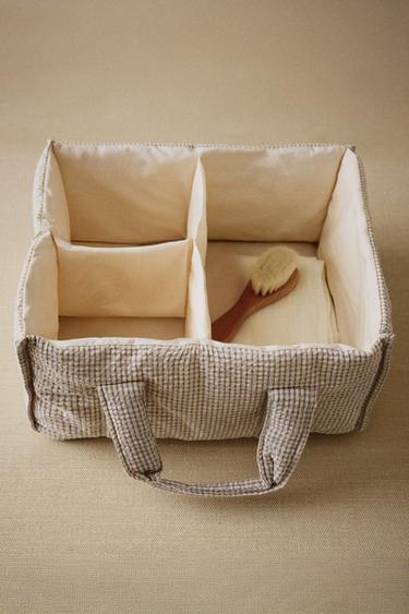 GINGHAM BABY CLOTHING ORGANISER WITH HANDLE - Grey by Zara