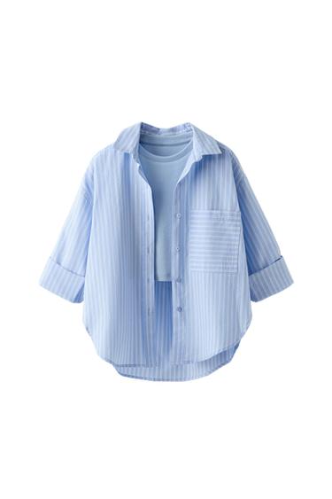 STRIPED SHIRT AND RIB TOP