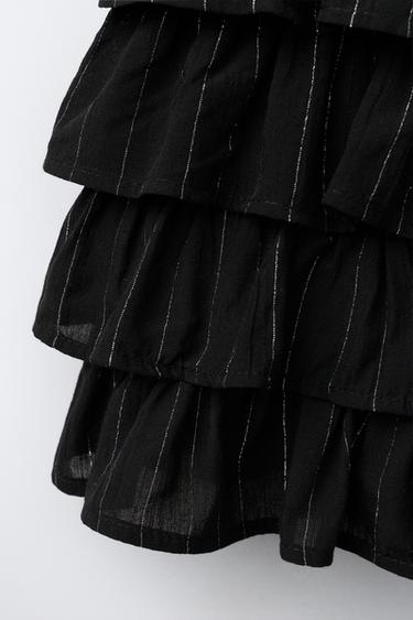 Zara SHIMMER STRIPED SKORT - Black
