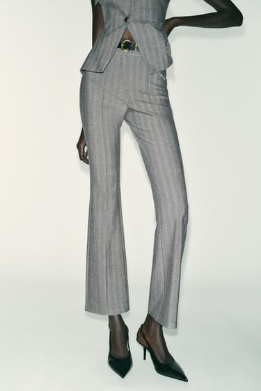 HERRINGBONE FLARE LEGGINGS WITH BELT - Grey by Zara