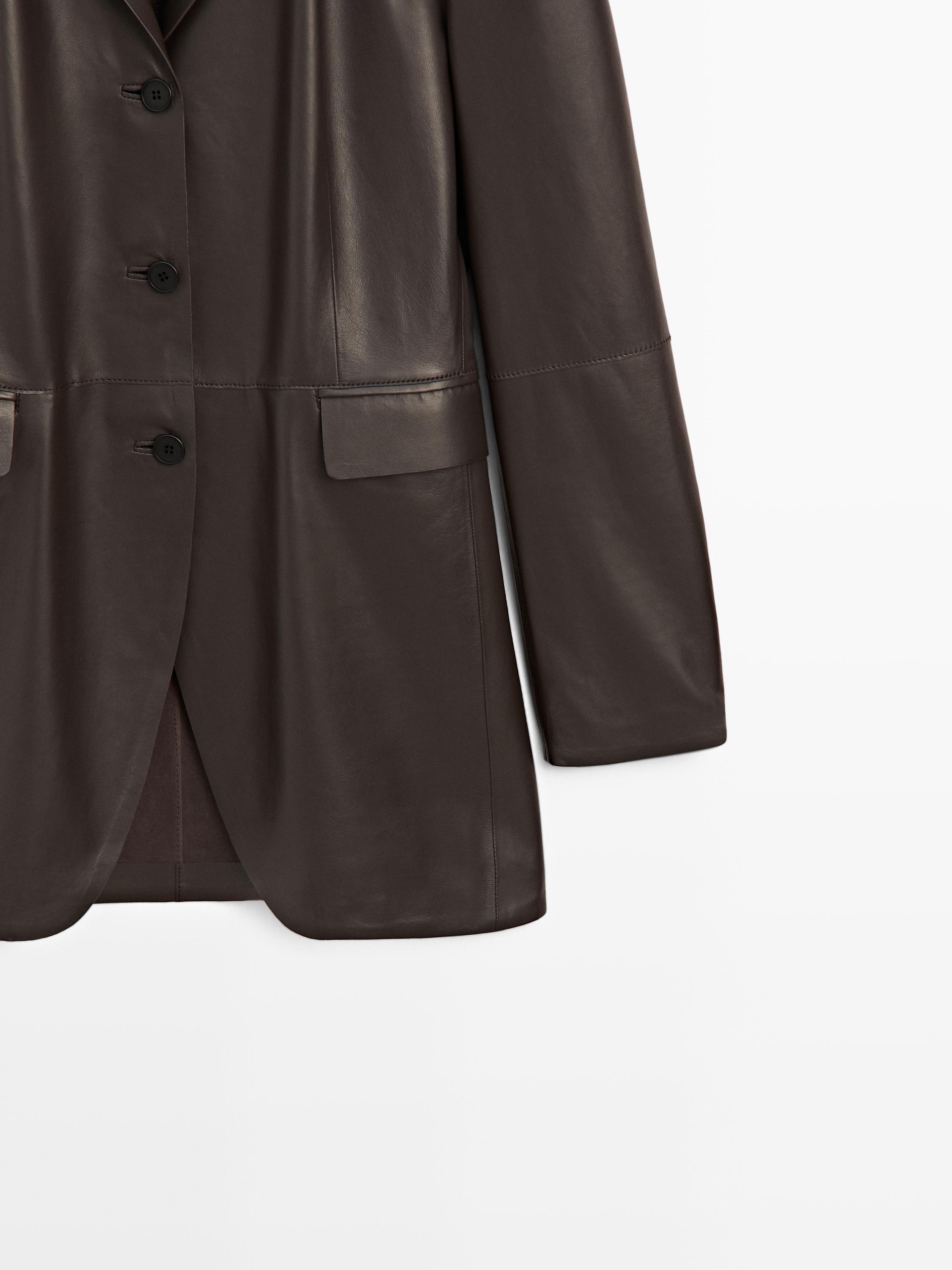 Blazer à col revers en cuir - STUDIO