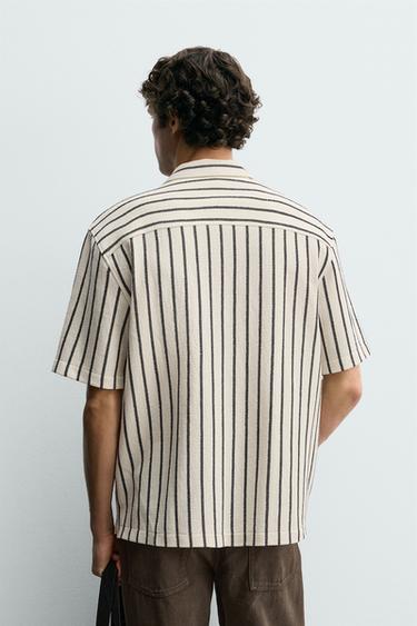 CHEMISE REGULAR FIT STRUCTURÉE - Écru / Noir de Zara - Image 2