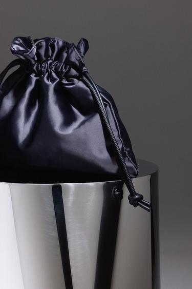 MEDIUM SATEEN BAG - Navy Blue by Zara - Image 7