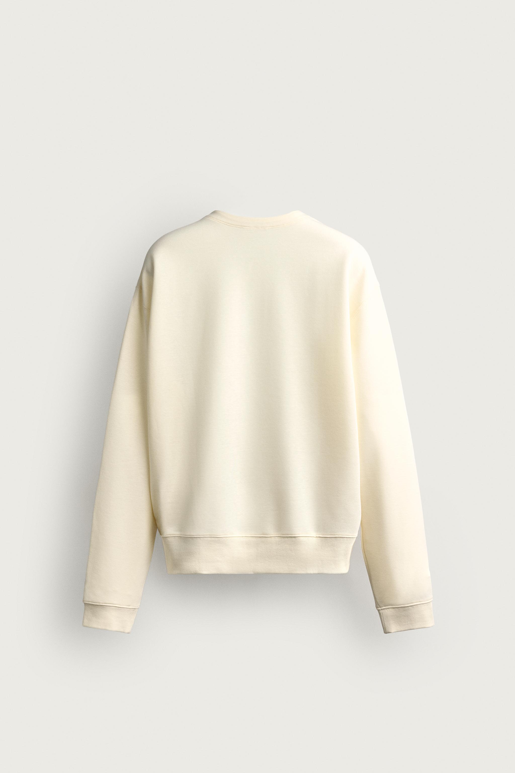 RELAXED-FIT HENLEY SWEATSHIRT — Oyster-white