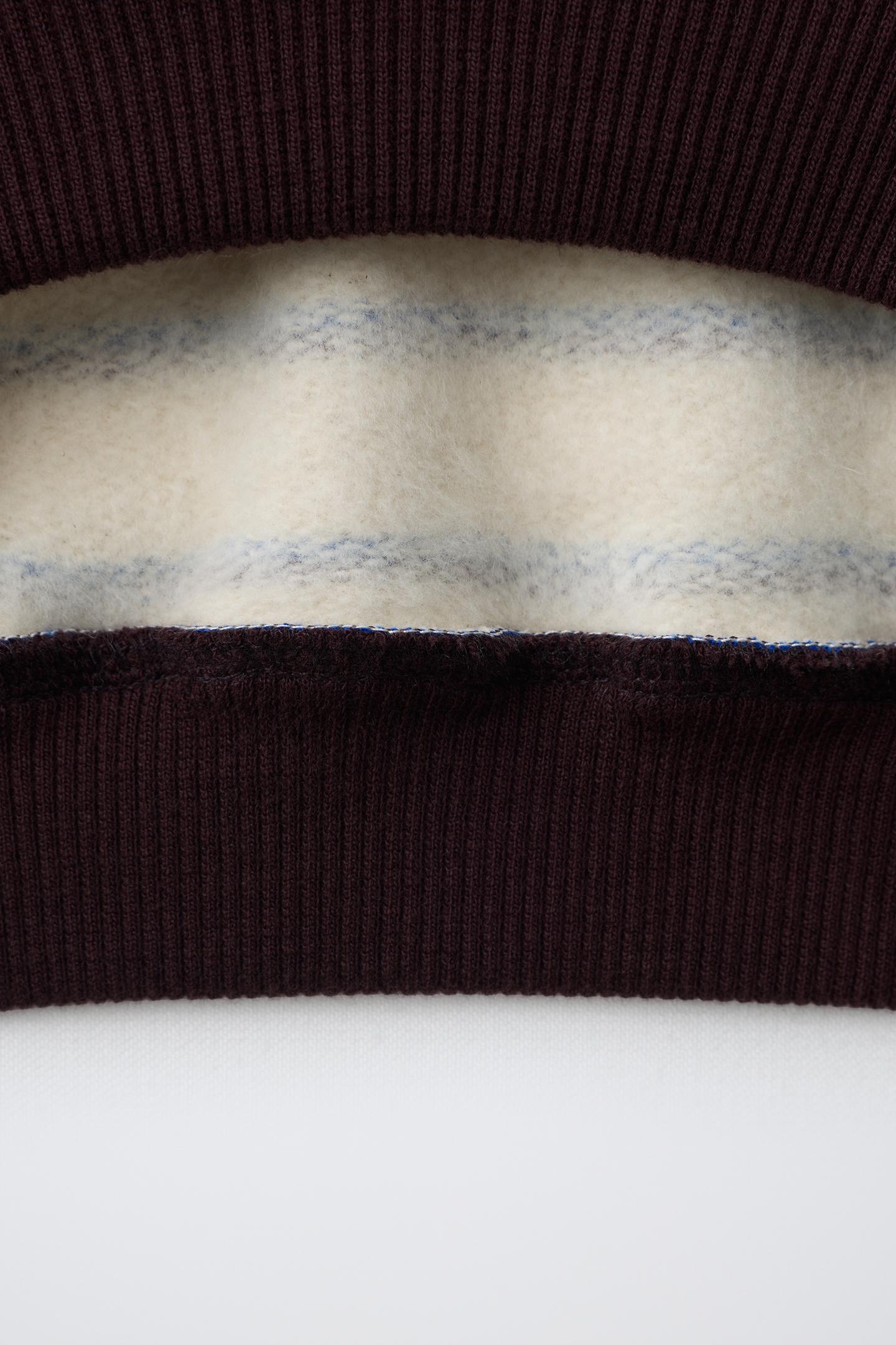 Детская толстовка Zara Striped, цвет: Экрю / Тёмно-бордовый — фото 4