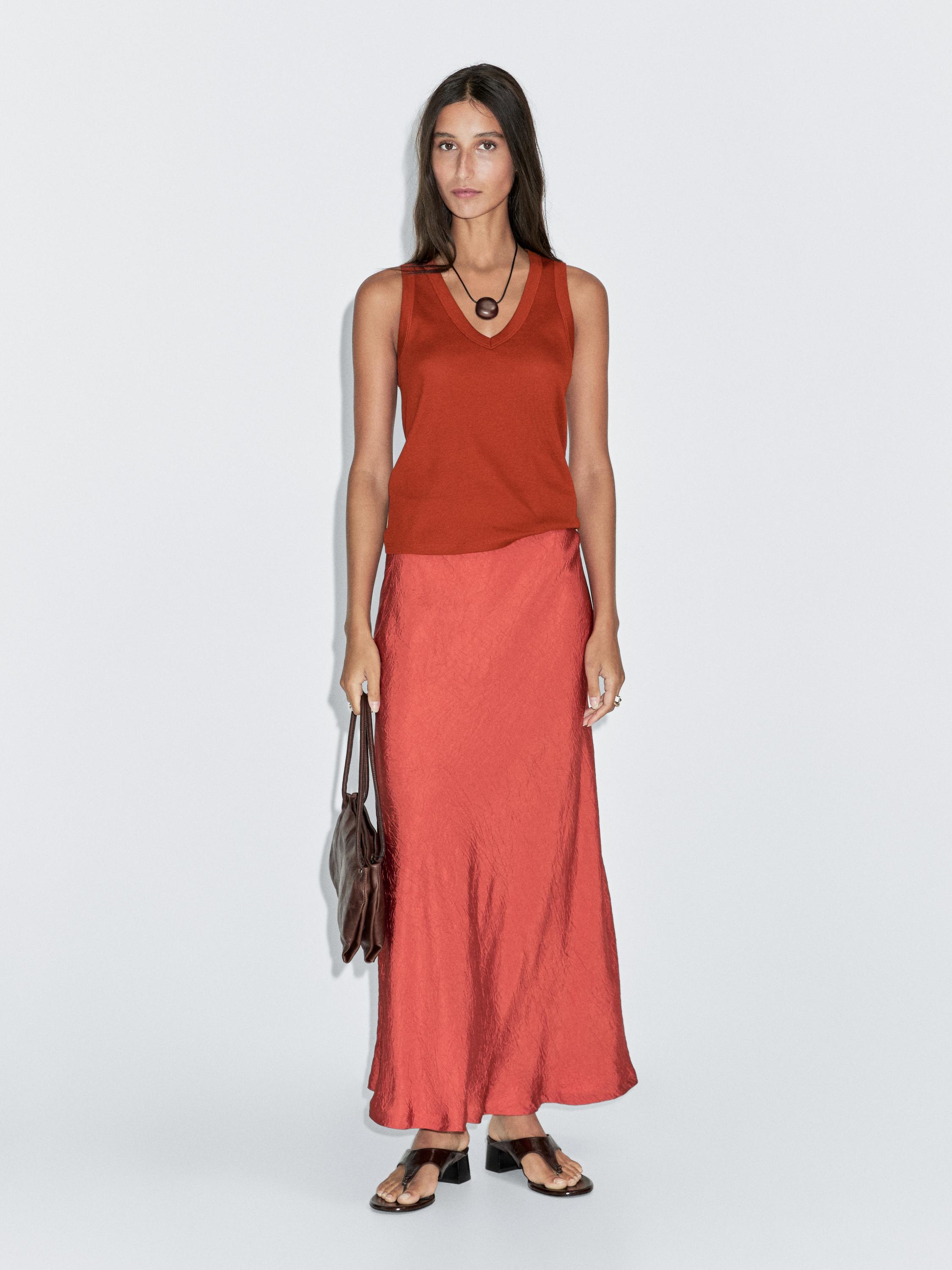 100% cotton strappy V-neck T-shirt
