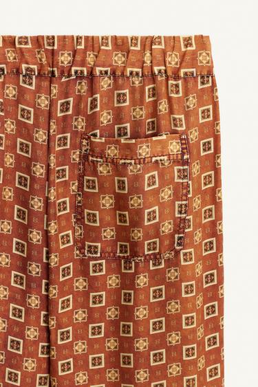 LIMITED EDITION 100% SILK PRINTED TROUSERS - Brick by Zara - Image 10