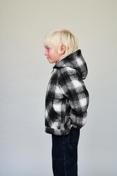 CHECK FAUX SHEARLING COAT - Ecru / Black by Zara