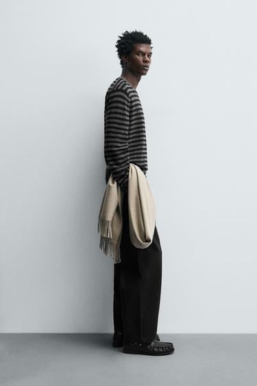 PULL À RAYURES LAINE - CACHEMIRE - Noir de Zara - Image 3