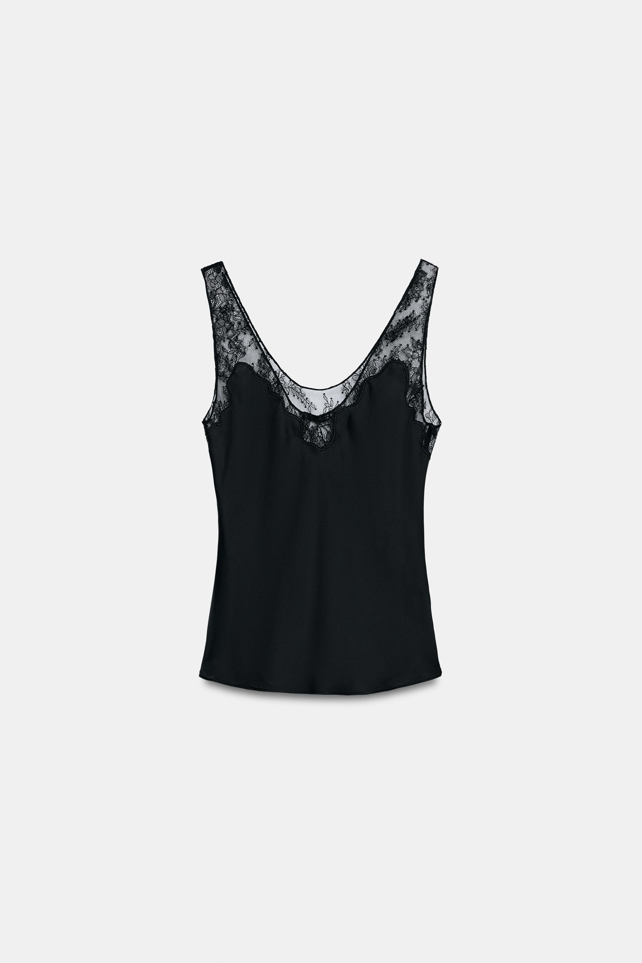 DANTEL DETAYLI SATEN TOP ZW COLLECTION