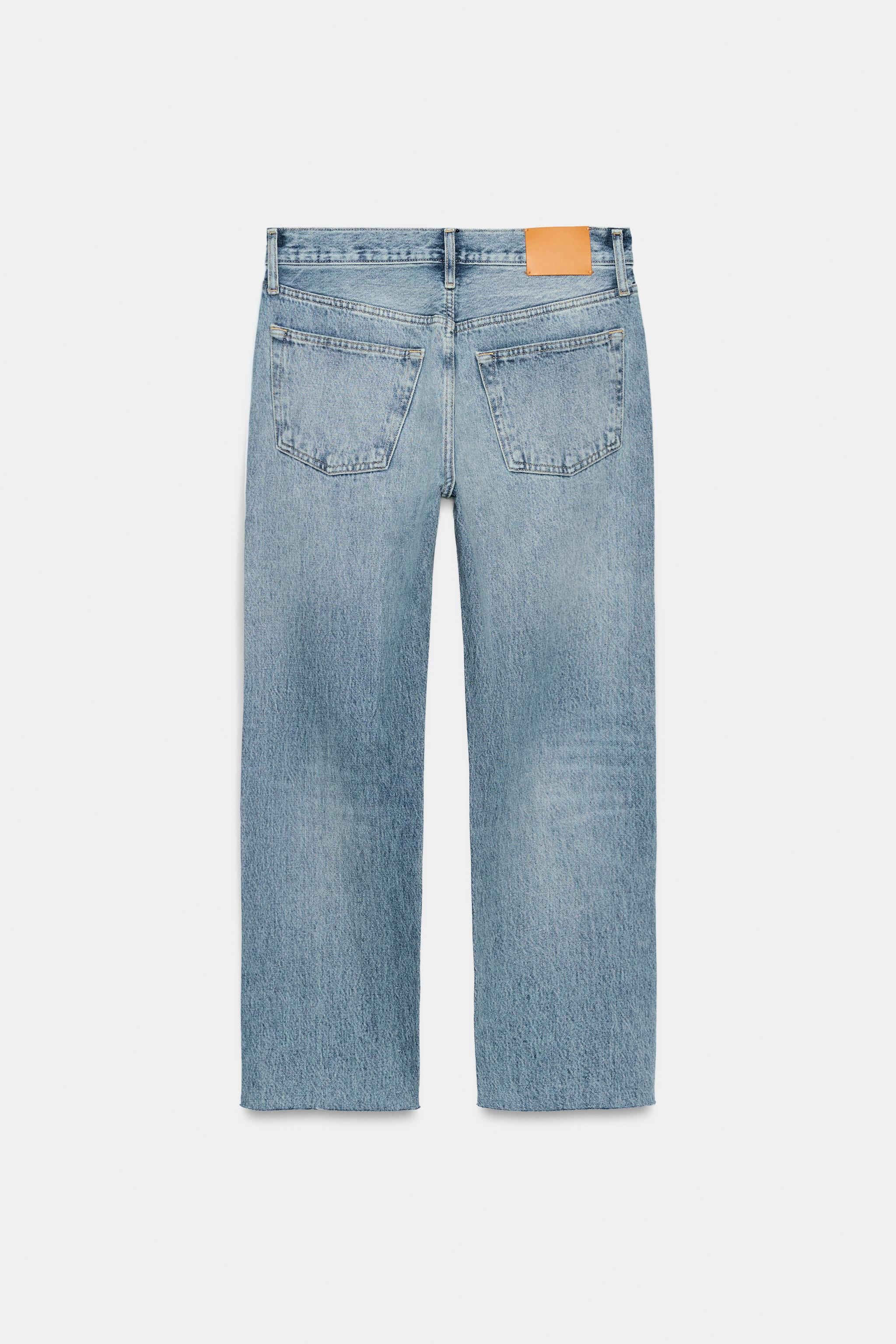 ZW COLLECTION MID-RISE RIPPED STRAIGHT LEG JEANS