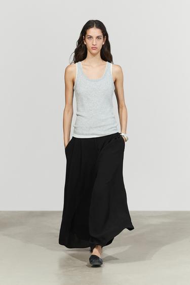 Zara Voluminous wide-leg pleated pants - Black - Image 0