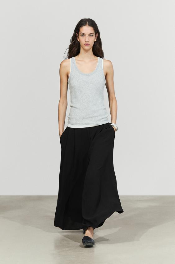 Zara Voluminous wide-leg pleated pants - Black - Image 0