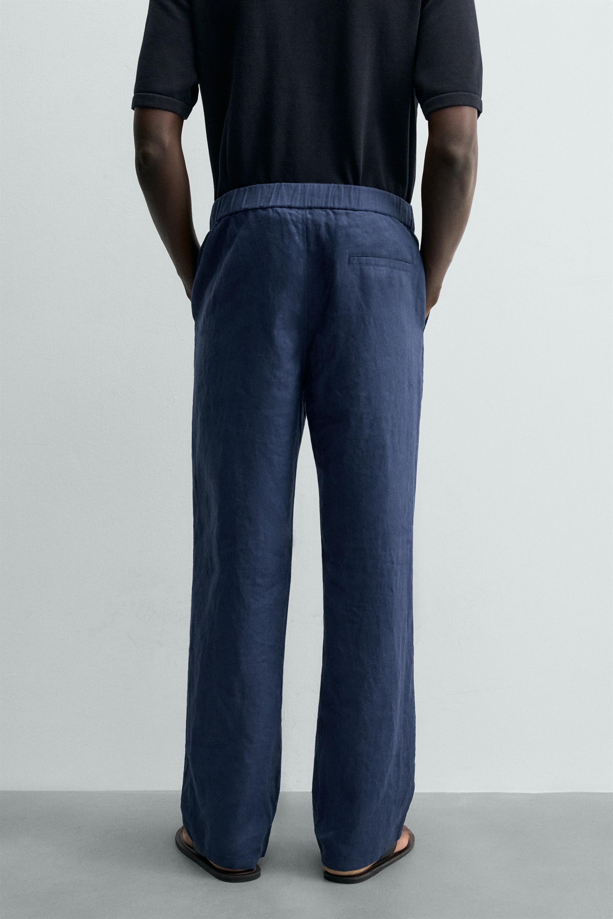 100% LINEN REGULAR FIT PANTS