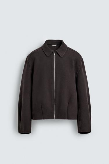 BOXY FIT WOOL BLEND JACKET - Dark brown by Zara