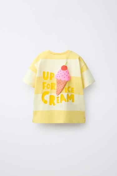 STRIPED T-SHIRT WITH RAISED FRUIT PRINT - Light yellow by Zara - Image 1