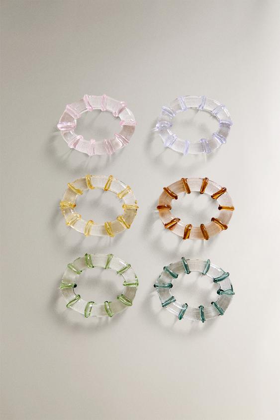 SET OF GLASS NAPKIN RINGS (SET OF 6)