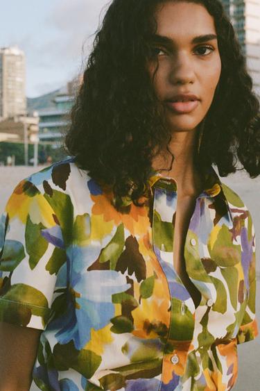 ROBE MIDI EN POPELINE IMPRIMÉE - Multicolore de Zara - Image 4
