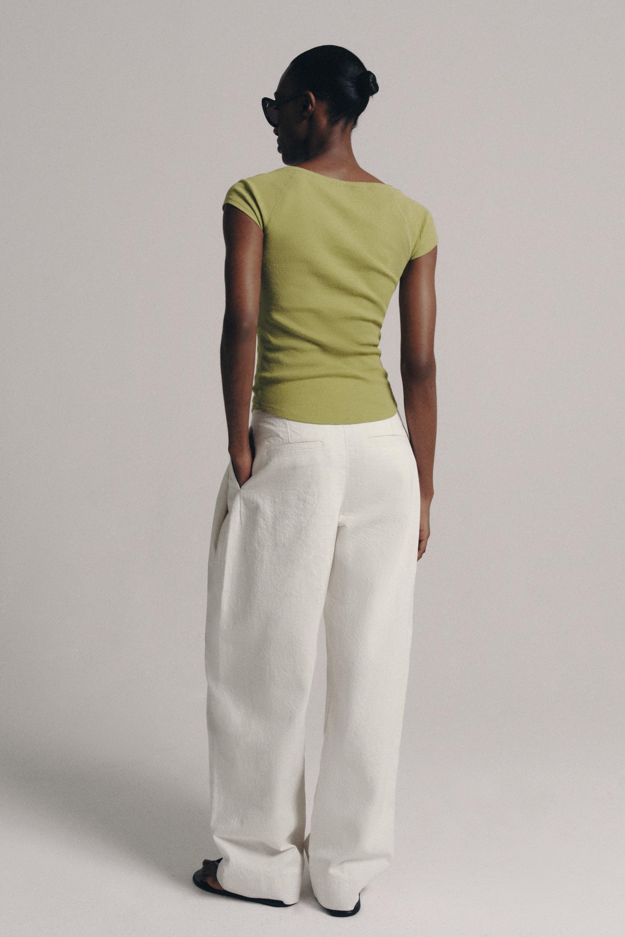 LINEN BLEND BUTTON-UP T-SHIRT - thumbnail 3