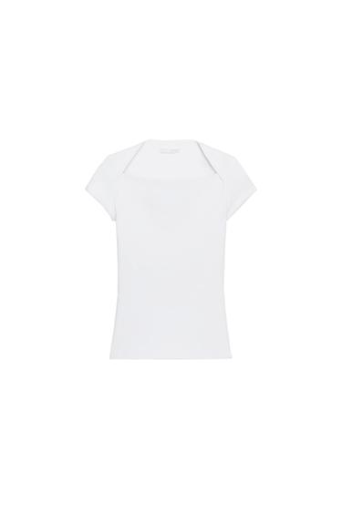 Zara MAJICA KVADRATNOG IZREZA – Bijela