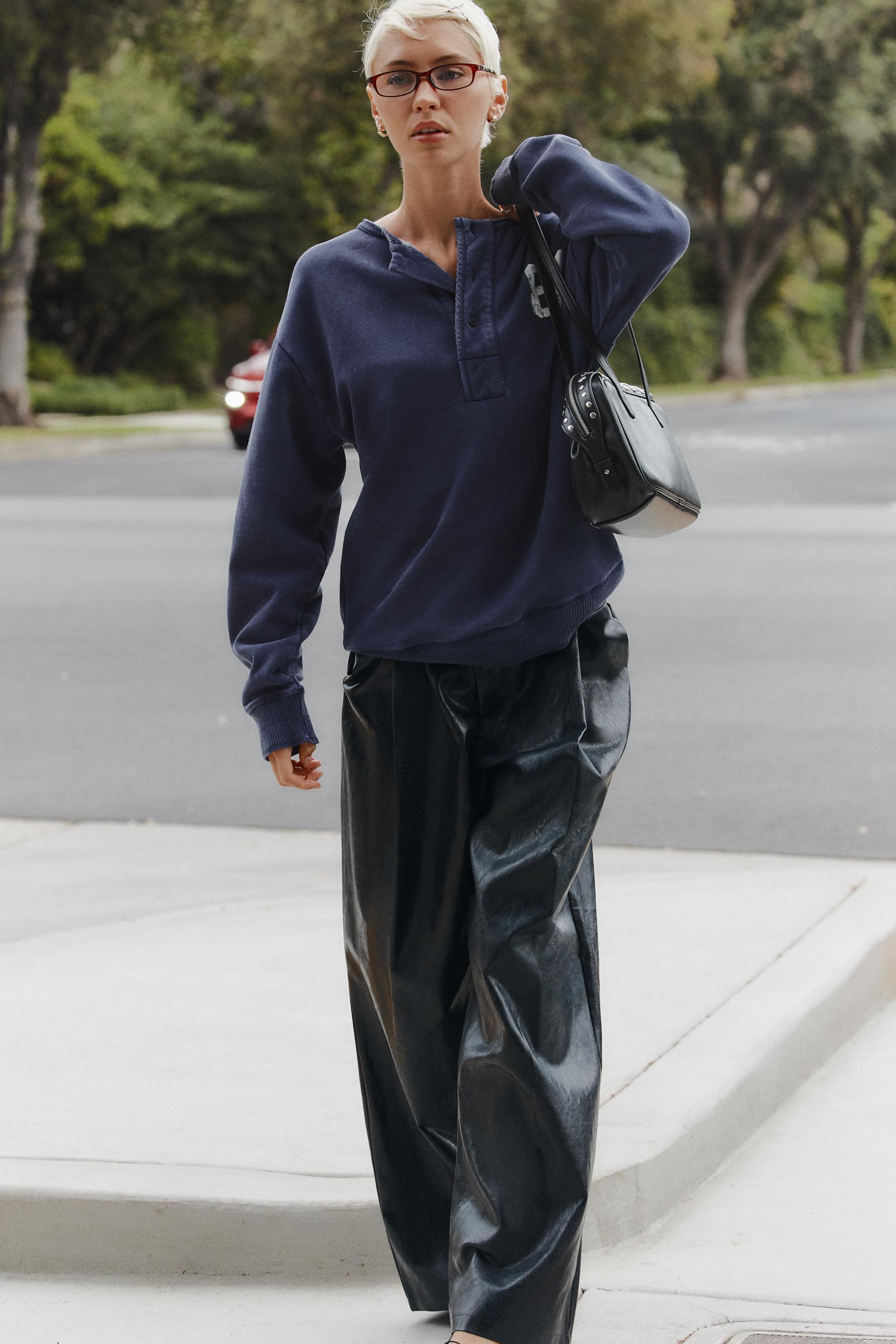 Faux Leather Pleated Pants by Zara