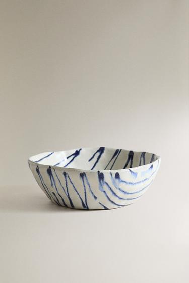 STEINGUTSCHALE MIT STREIFEN - Weiß / Blau von Zara - Bild 0