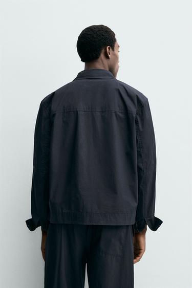 REGULAR FIT POPLIN OVERSHIRT - Navy blue by Zara - Image 2