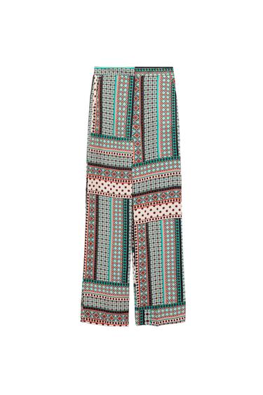 PRINTED WIDE LEG PANTS