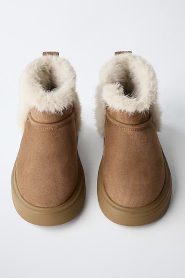 FAUX FUR ANKLE BOOTS - Brown by Zara - Image 4