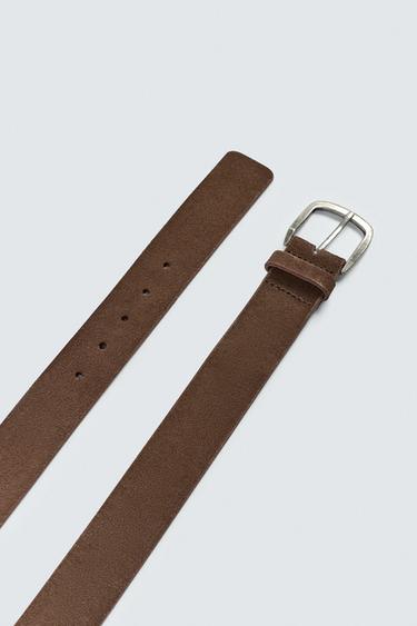 CEINTURE LARGE EN CROÛTE DE CUIR - Marron / Taupe de Zara - Image 3