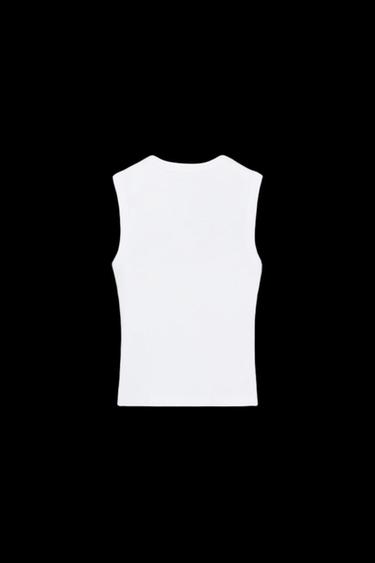 Zara COTTON V-NECK T-SHIRT - White