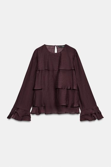 CHEMISE À VOLANTS - Bordeaux de Zara - Image 5