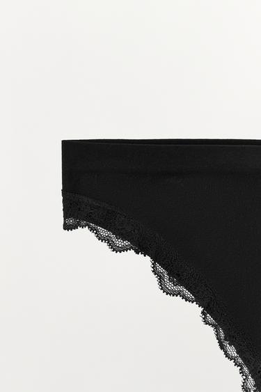 TANGA MI-BAS AVEC DENTELLE - Noir de Zara - Image 5