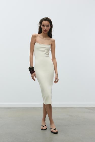Zara STRETCH MIDI DRESS - Oyster-white - Image 0