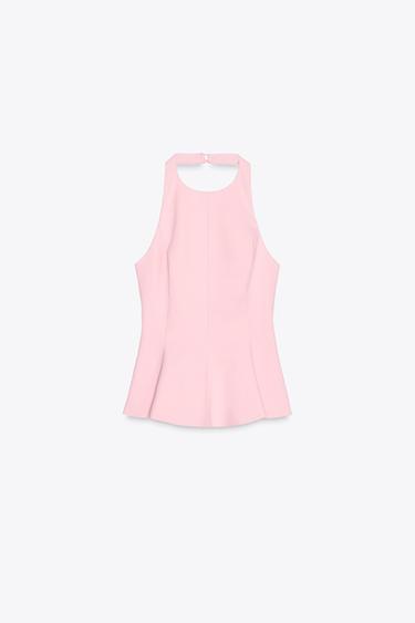 TOP ELÁSTICO PEPLUM - Rosa pastel de Zara