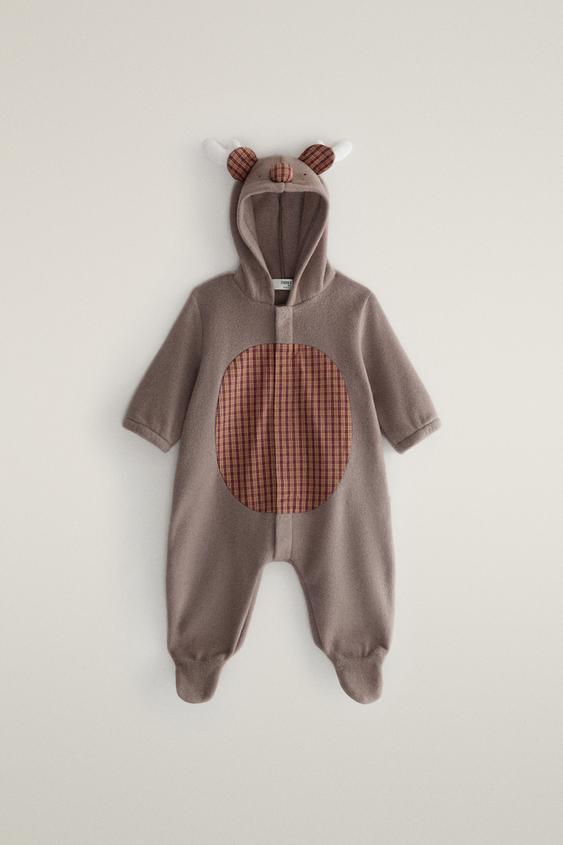 BABY CHRISTMAS REINDEER ROMPER - Brown / Taupe by Zara - Image 0