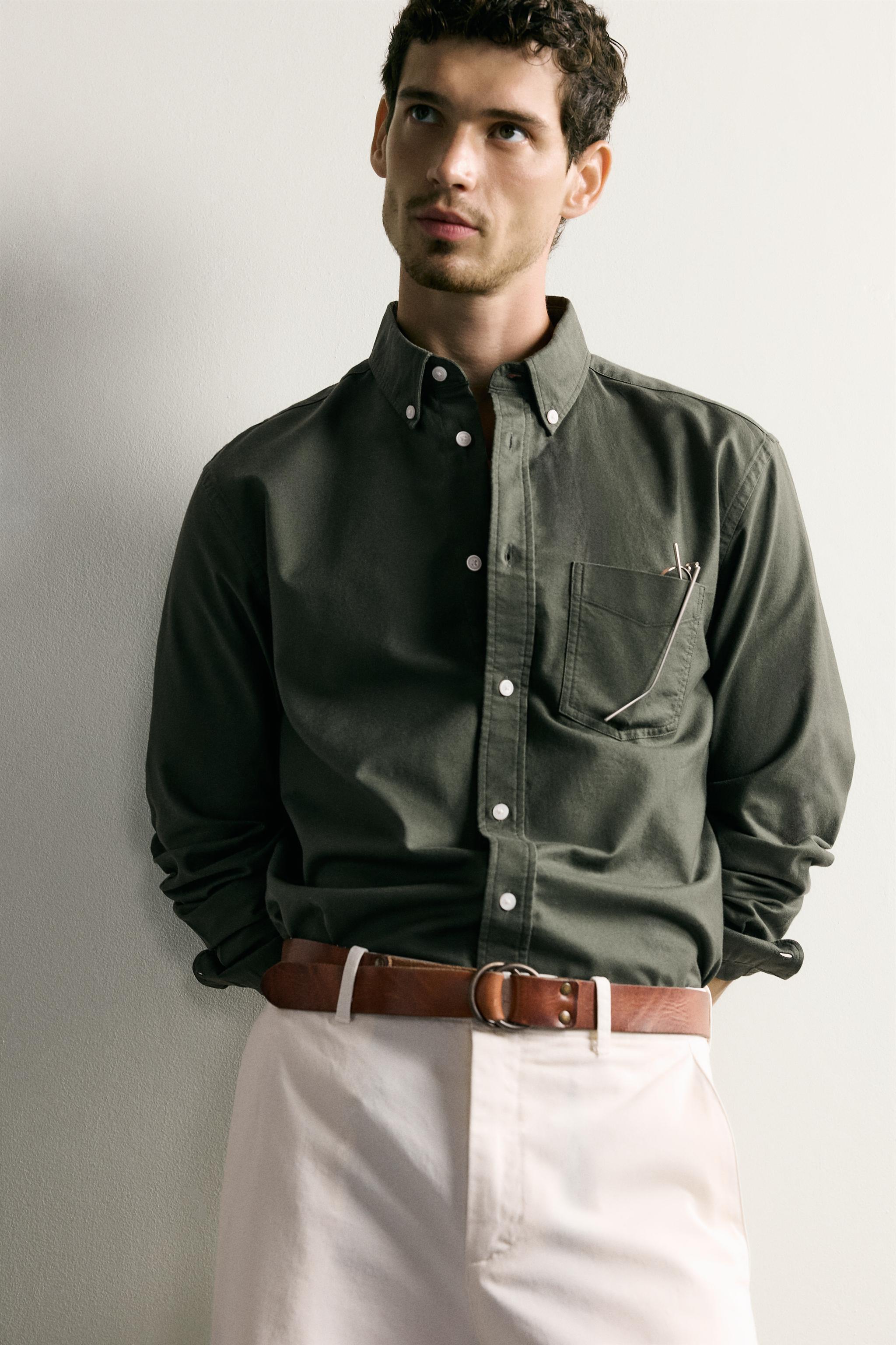 Zara REGULAR FIT OXFORD GÖMLEK görsel 7