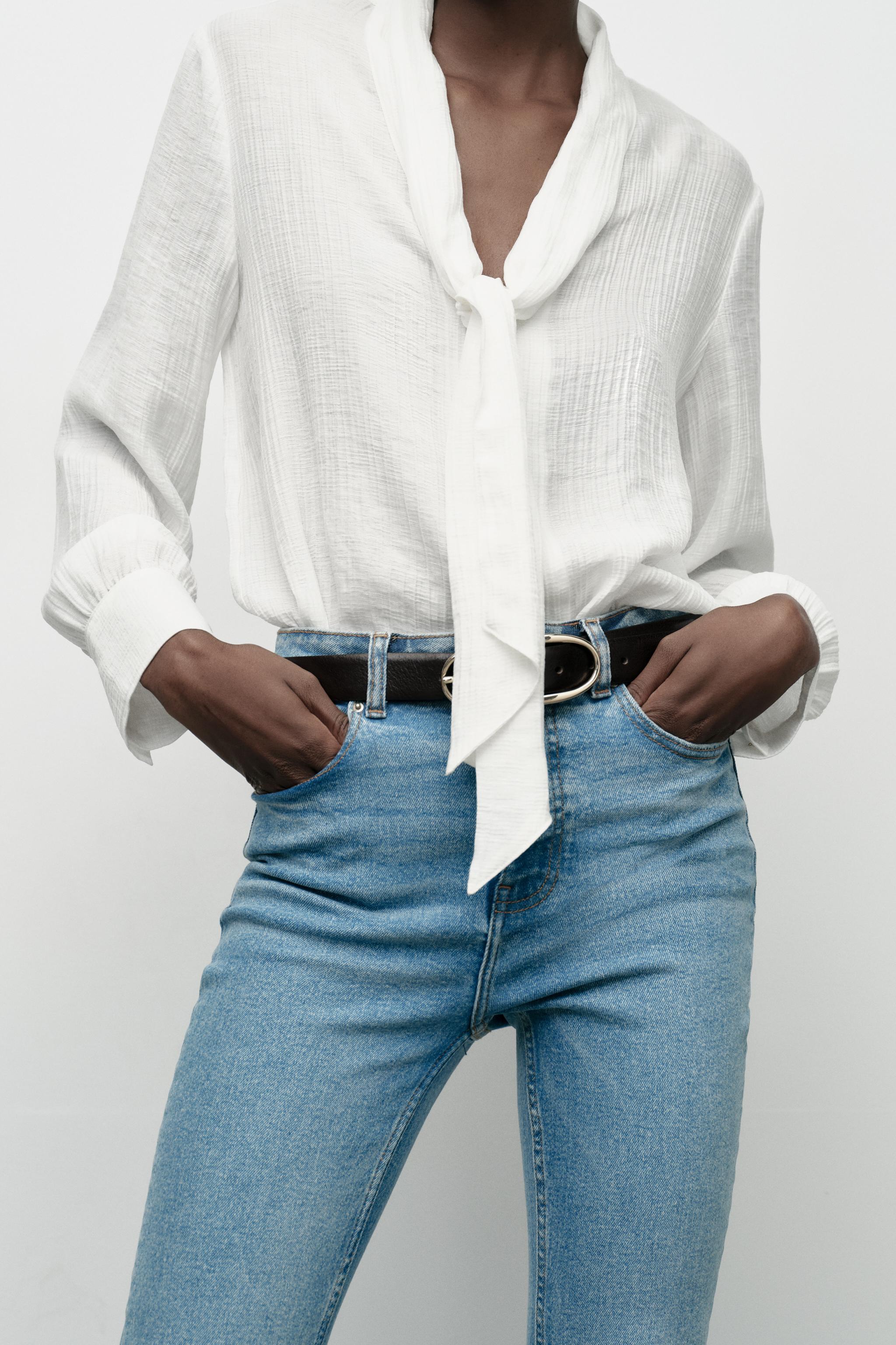 Camisa blanca topos zara online