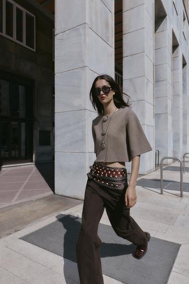 GIACCA IN MAGLIA CON BOTTONI FODERATI - Marrone / Taupe di Zara