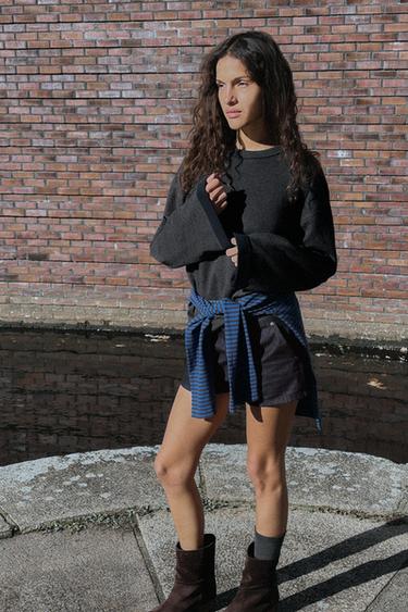 OVERSIZED LONG SLEEVE T-SHIRT - Dark grey marl by Zara - Image 0